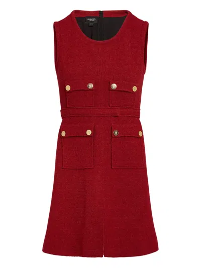 Giambattista Valli Bouclé Button-detailed Dress In Red