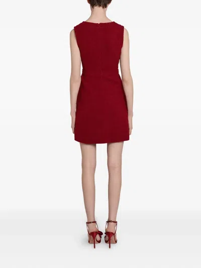 Giambattista Valli Bouclé Button-detailed Dress In Red