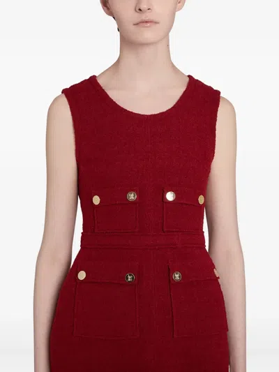 Giambattista Valli Bouclé Button-detailed Dress In Red