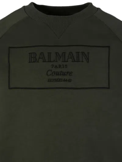 Balmain Logo-embroidered Sweatshirt In Green