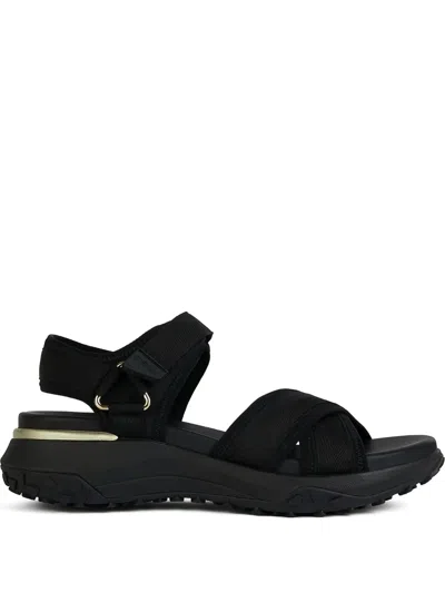 Geox Sorapis Grip Cross-strap Sandals In Black