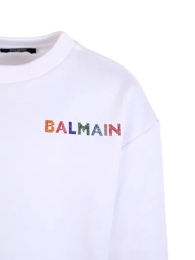 Balmain Rhinestone-embellished Sweatshirt In White