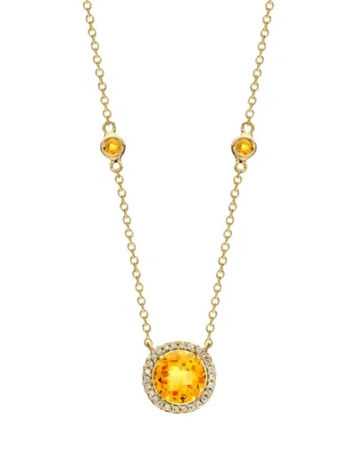 Kiki Mcdonough 18k Yellow Gold Grace Citrine And Diamond Necklace In Gold