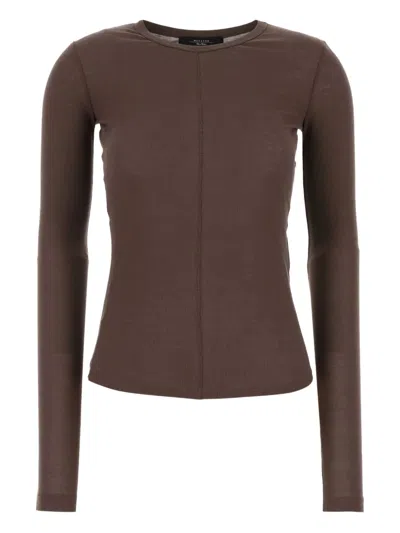 Weekend Max Mara Crew Neck Cotton T-shirt With Seam Detailing
