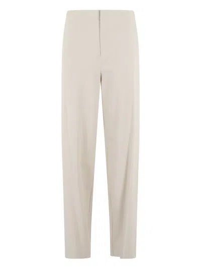 Isabelle Blanche Sand Wide-leg Pants With Central Button In Neutral