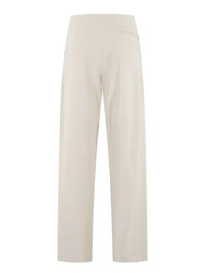 Isabelle Blanche Sand Wide-leg Pants With Central Button In Neutral