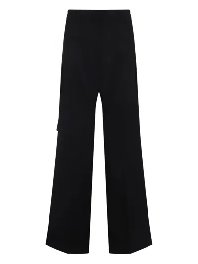 Rick Owens Wide-leg Trousers With High Waist And Utility Pockets In Black