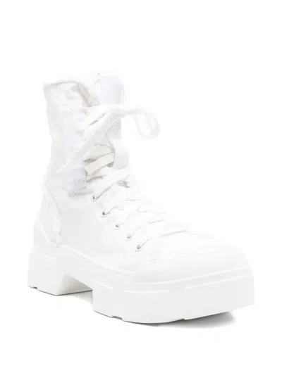 Vic Matie 40mm Frayed Lace-up Combat Boots In White