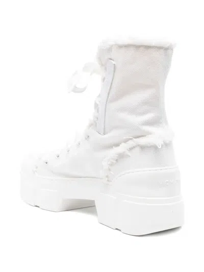 Vic Matie 40mm Frayed Lace-up Combat Boots In White