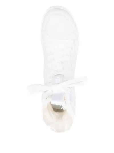 Vic Matie 40mm Frayed Lace-up Combat Boots In White