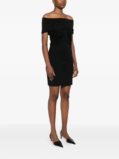 Max Mara Off-the-shoulder Viscose Jersey Dress In Black