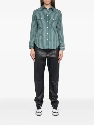 Zadig & Voltaire Womens Emerald Thelma Striped Cotton-poplin Shirt In Multi