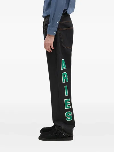 Aries Embroidered-logo Jeans In Multi