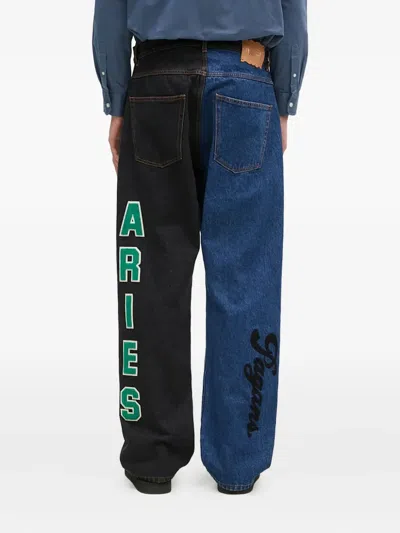 Aries Embroidered-logo Jeans In Multi