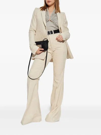 Rick Owens Draped-neck Long-sleeve T-shirt In Gray