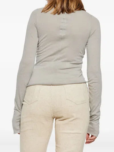 Rick Owens Draped-neck Long-sleeve T-shirt In Gray