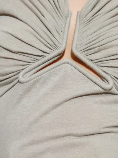 Rick Owens Draped-neck Long-sleeve T-shirt In Gray