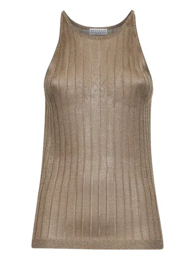 Brunello Cucinelli Sleeveless Vest In Brown