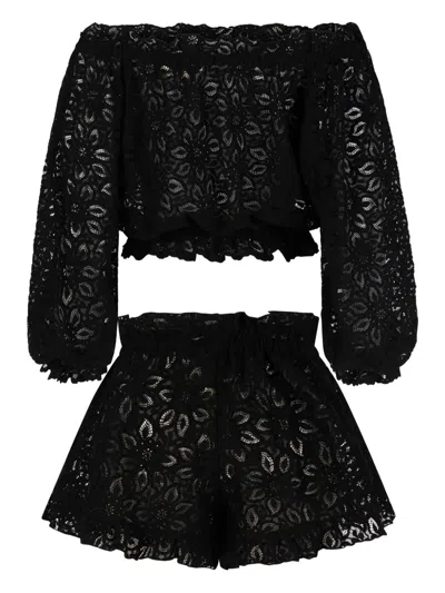 Paramidonna Luna Lace-embellished Ruffled Beach Set