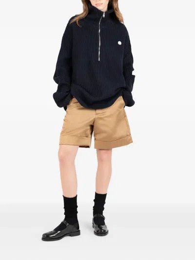 Société Anonyme Half-zip Ribbed Sweater In Blue