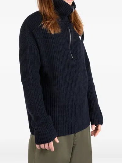 Société Anonyme Half-zip Ribbed Sweater In Blue