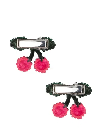 Konges Sløjd Cherry Beaded Hair Clips (set Of Two) In Neutral