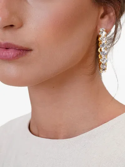 Vanina Nuances Crystal-embellished Hoop Earrings In Gold