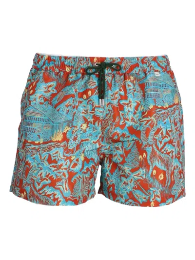 Paul Smith Chalet Printed Drawstring Shorts In Multi