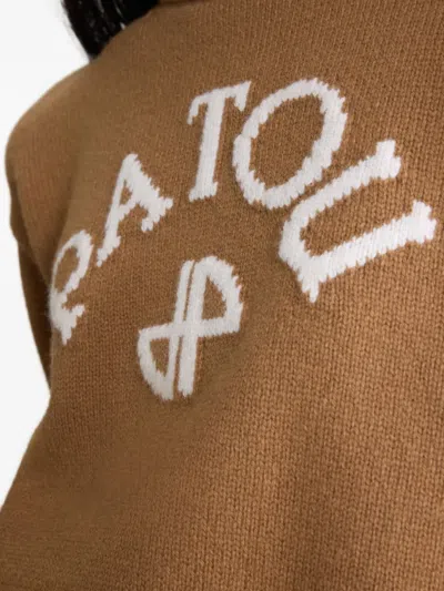 Patou Ribbed Hem Cropped Knitwear In Brown