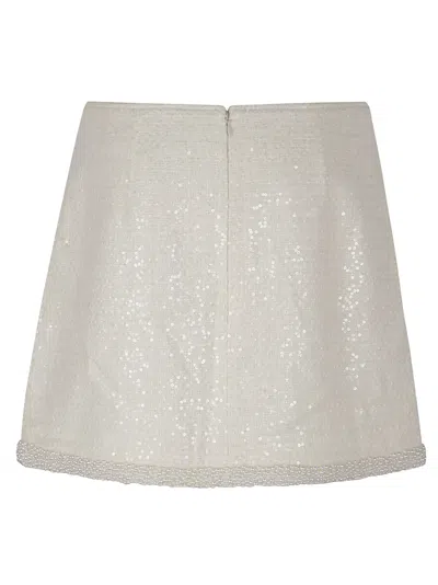 Self-portrait Cream Boucle Pearl Trim Mini Skirt