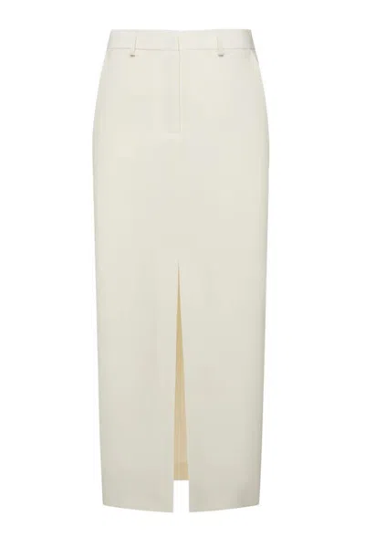 Simona Corsellini Multicolor Midi Skirt With Front Slit In White