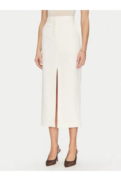 Simona Corsellini Multicolor Midi Skirt With Front Slit In White