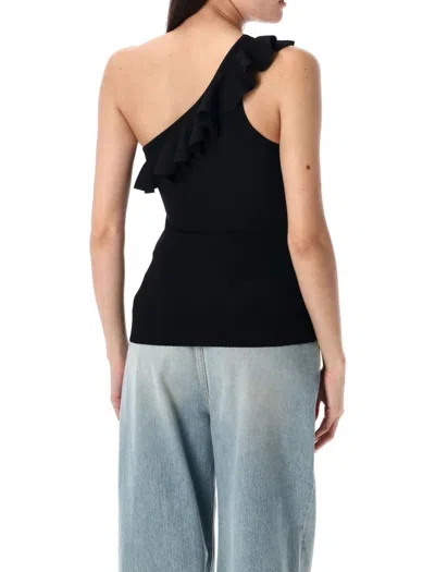 Zimmermann One-shoulder Ruffle Top With Ribbed Texture
