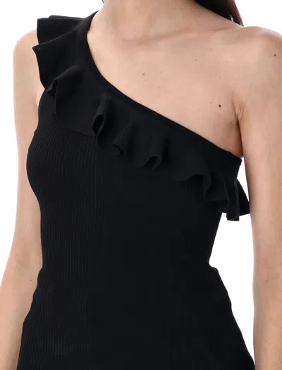 Zimmermann One-shoulder Ruffle Top With Ribbed Texture