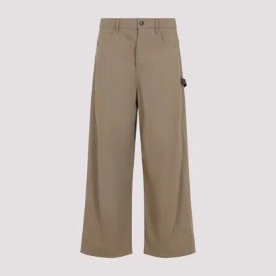 Loewe Wide-leg Trousers In Soft Cotton Blend With Subtle Detail In Brown