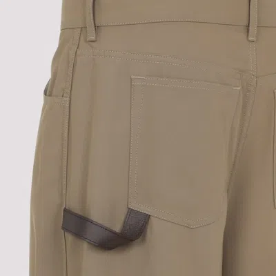 Loewe Wide-leg Trousers In Soft Cotton Blend With Subtle Detail In Brown