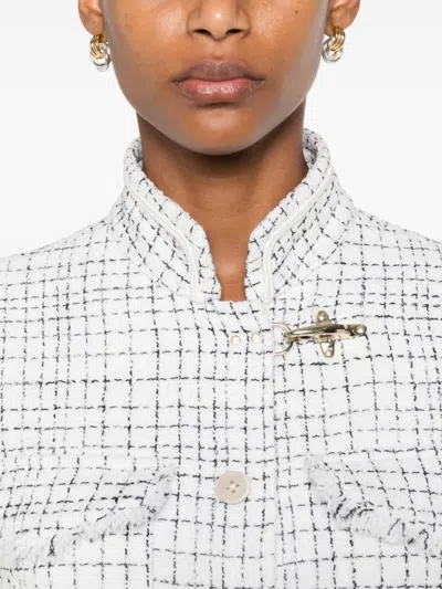 Fay Structured White Jacket With Textured Finish And High Collar In White