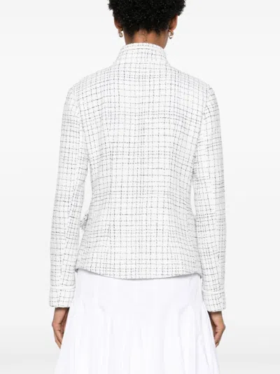 Fay Structured White Jacket With Textured Finish And High Collar In White