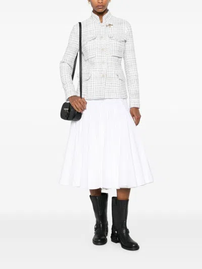 Fay Structured White Jacket With Textured Finish And High Collar In White
