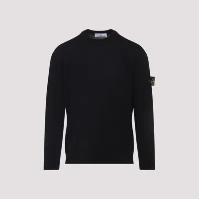 Stone Island Lightweight Wool Crew Neck Pullover In Blue