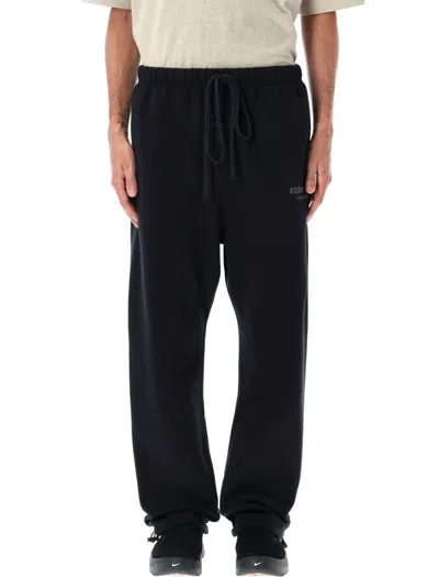 Fear Of God Jet Black Relaxed Sweatpants With Drawstring Ankle Cuffs In Black