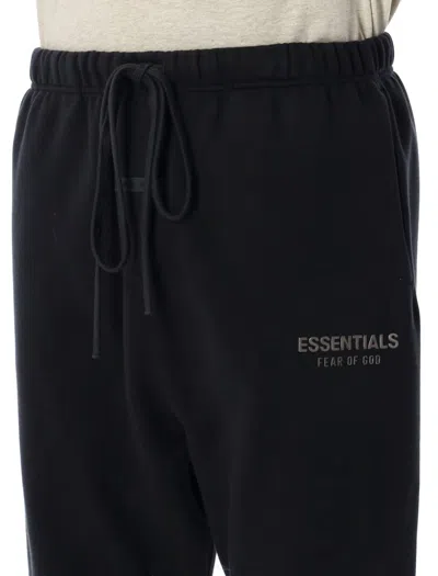 Fear Of God Jet Black Relaxed Sweatpants With Drawstring Ankle Cuffs In Black