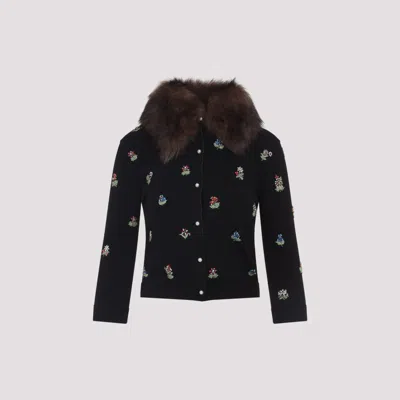 Valentino Wool Cardigan With Detachable Fur Collar