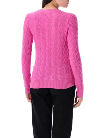 Polo Ralph Lauren Cable Knit Sweater With Round Neckline And Long Sleeves In Pink
