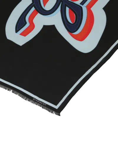 Givenchy Oversized Black Scarf With Retro Logo Design
