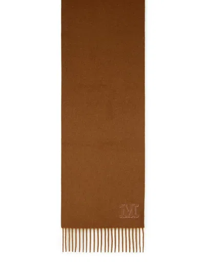 Max Mara 'wsdalia' Cashmere Stole With Brown 'monogram' Embroidery
