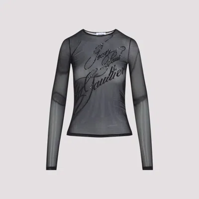 Jean Paul Gaultier Sequins Black Polyamide Top In Black