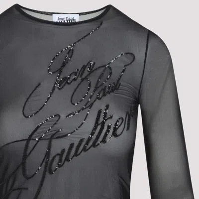 Jean Paul Gaultier Sequins Black Polyamide Top In Black