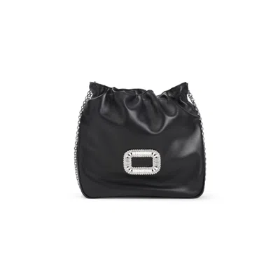 Roger Vivier Pilgrim Pocket Black Leather Mini Clutch
