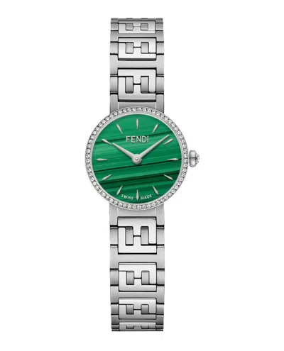 Fendi Diamond-embellished Watch With Green Malachite Dial